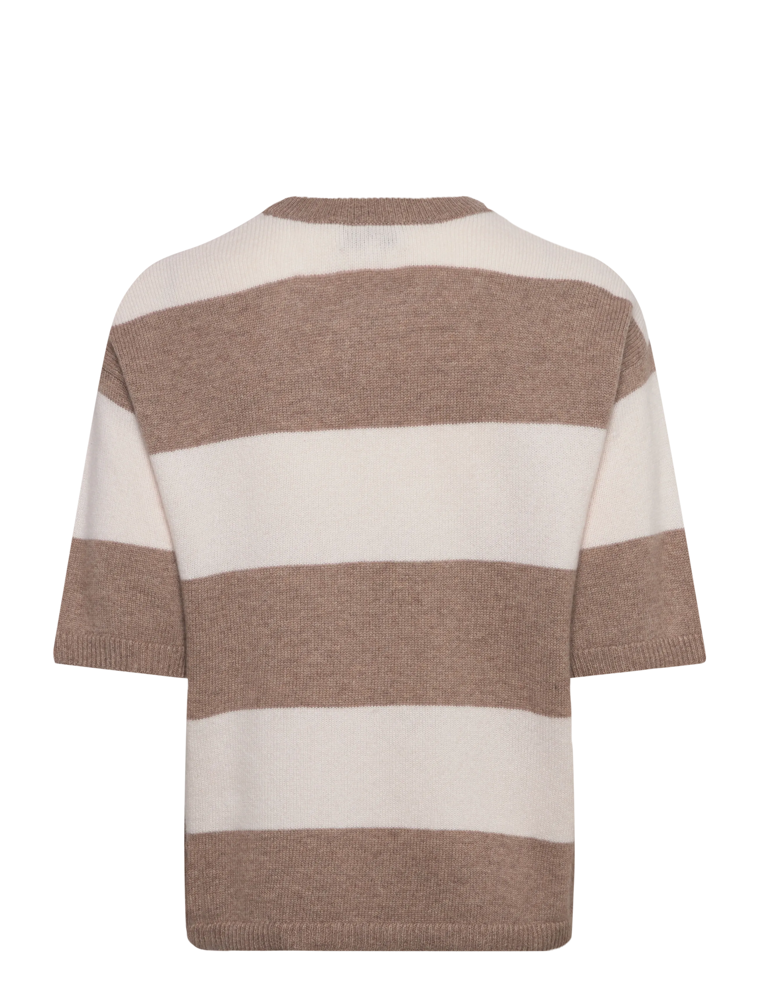 Davida Cashmere - Boxy T-Shirt Striped - cashmere - mink / white - 1