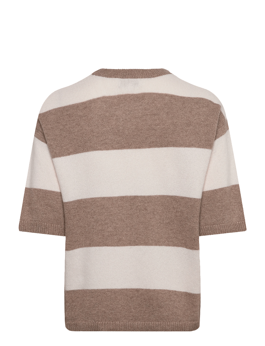 Davida Cashmere - Boxy T-Shirt Striped - cashmere - mink / white - 1