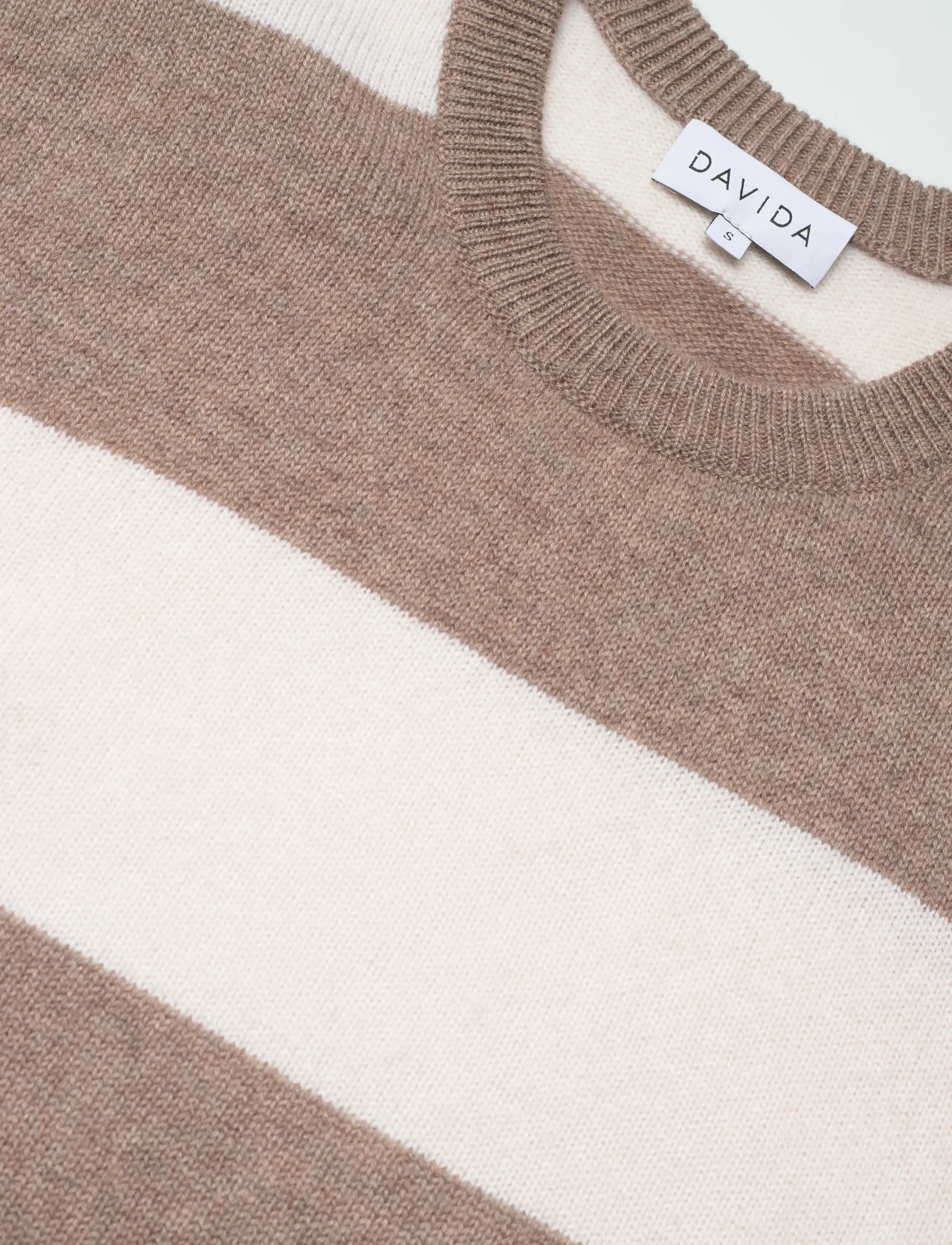 Davida Cashmere - Boxy T-Shirt Striped - cashmere - mink / white - 2