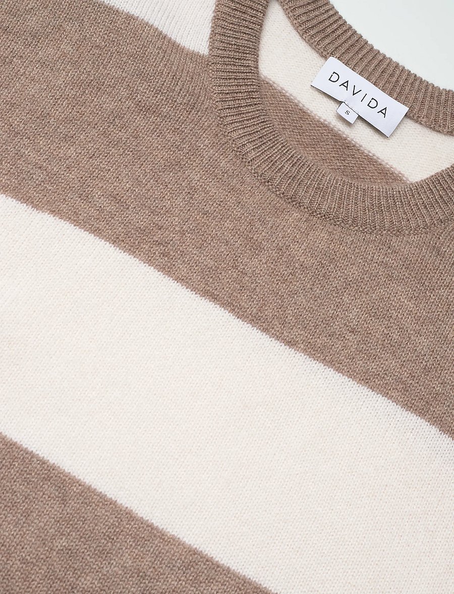 Davida Cashmere - Boxy T-Shirt Striped - cashmere - mink / white - 2