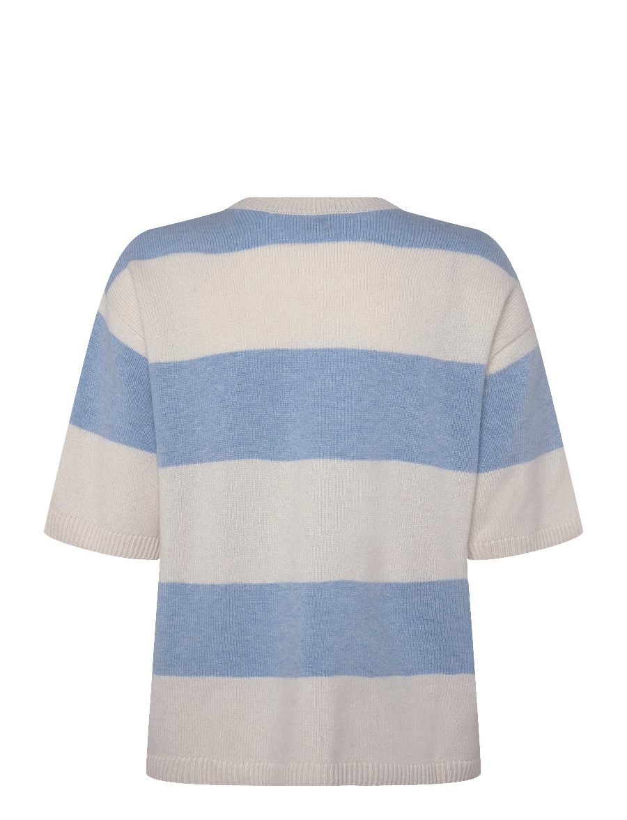 Davida Cashmere - Boxy T-Shirt Striped - kašmiir - white/blue fog - 1