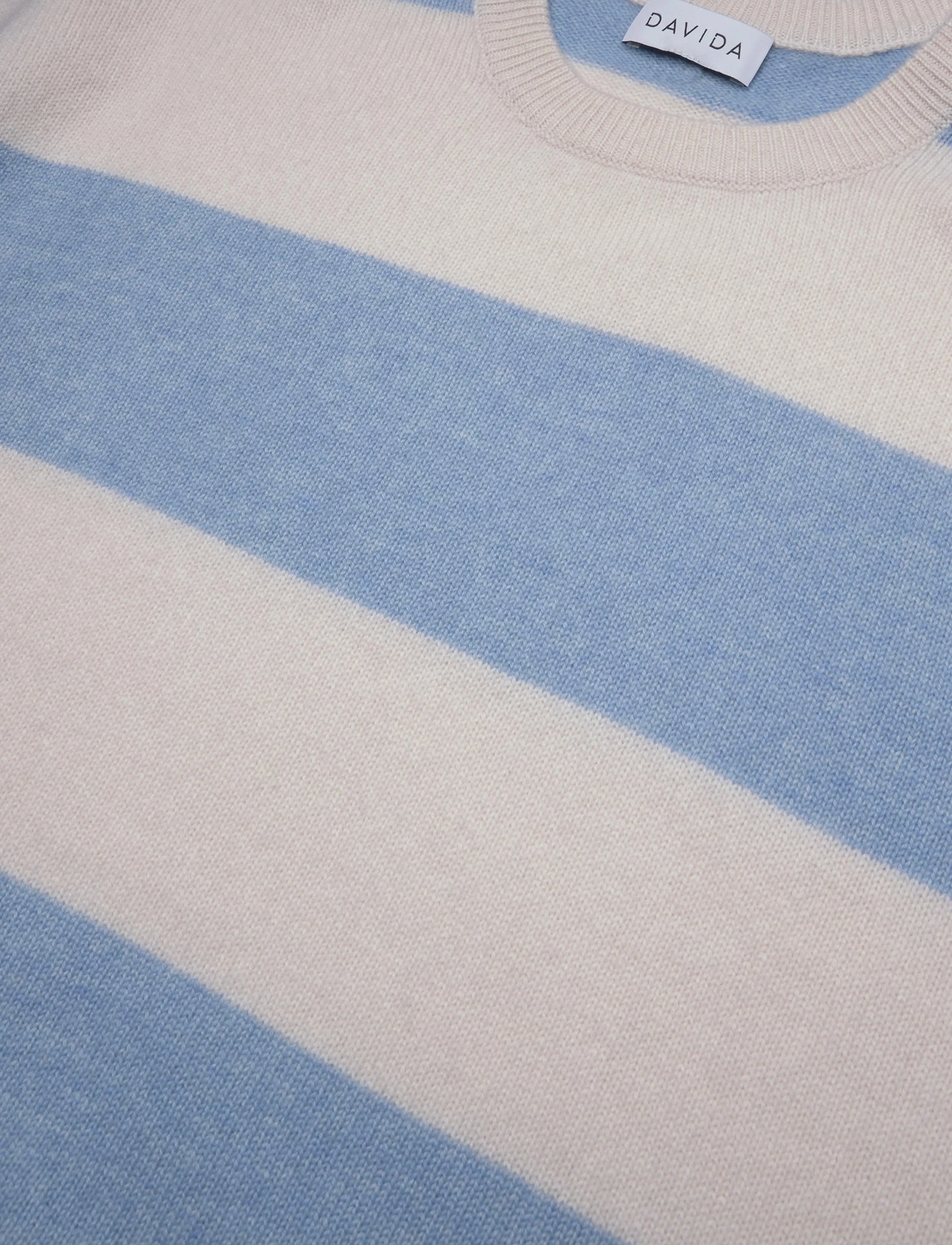 Davida Cashmere - Boxy T-Shirt Striped - cashmere - white/blue fog - 2