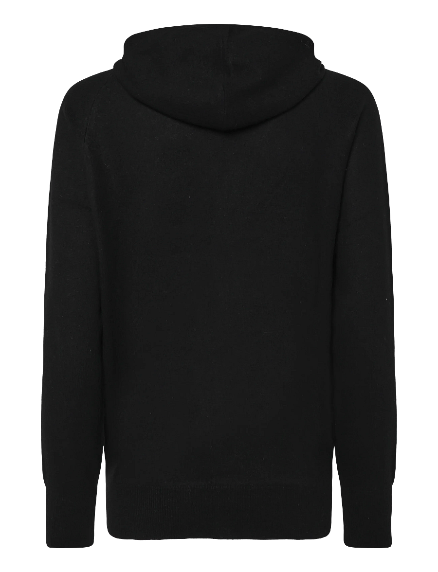 Davida Cashmere - front pocket hoodie sweater - cashmere - black - 1