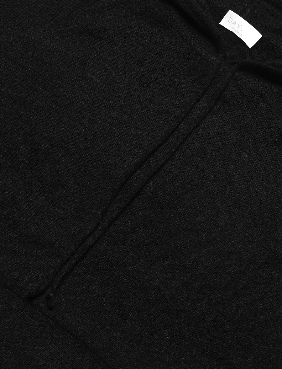 Davida Cashmere - front pocket hoodie sweater - cashmere - black - 2