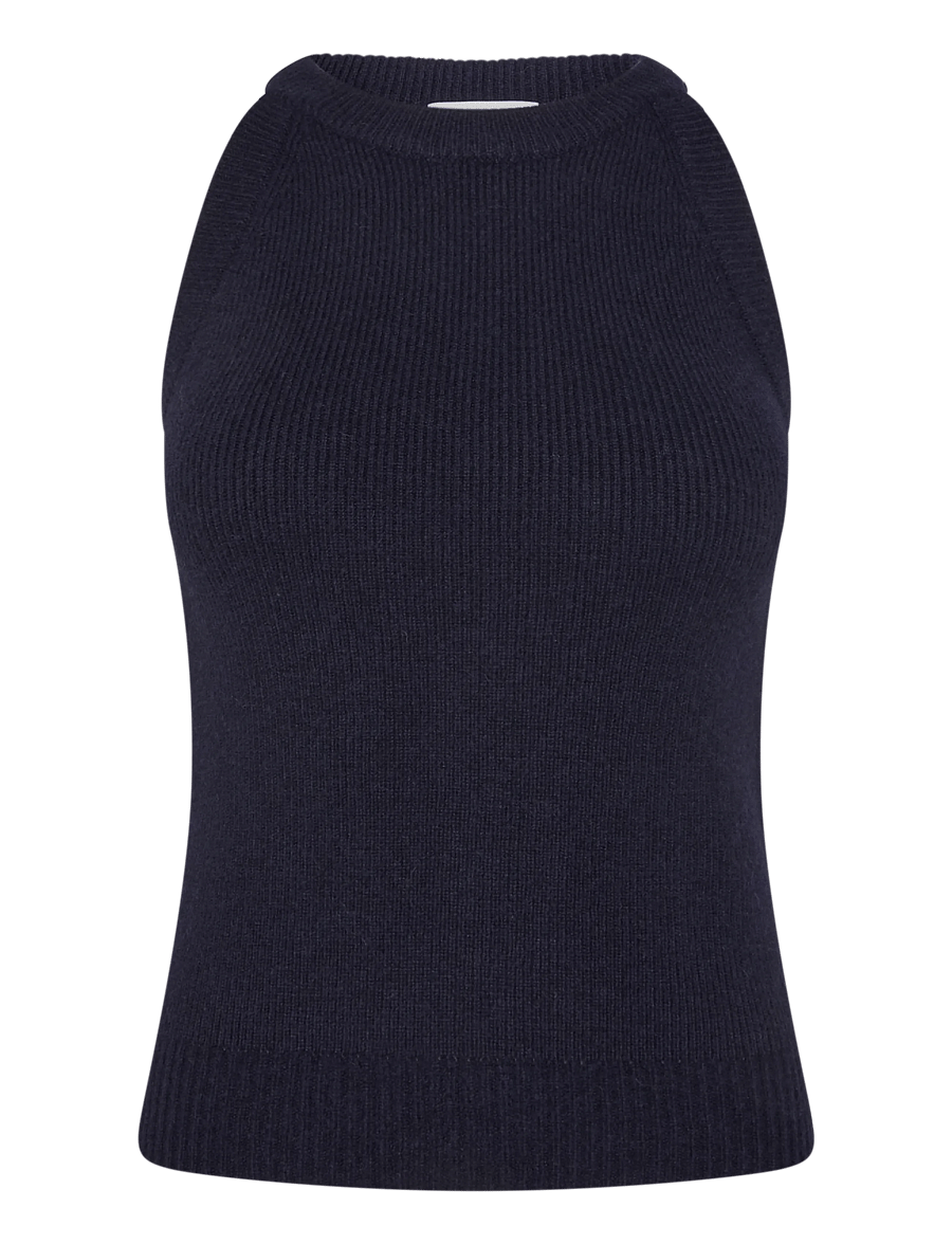 Davida Cashmere - Sleeveless Rib Tank - kaschmir - navy - 0