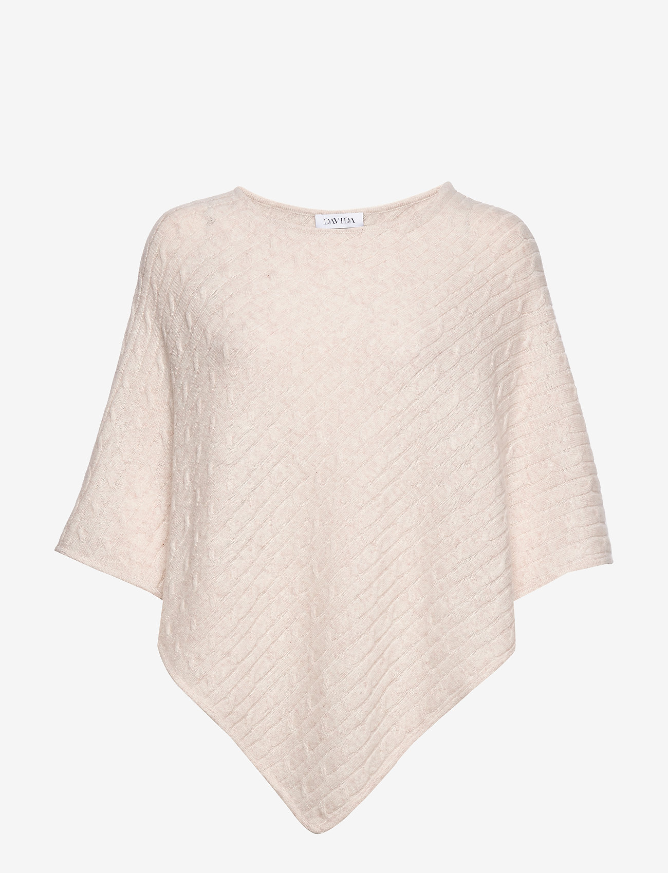 Triangle Cable Poncho - LIGHT BEIGE