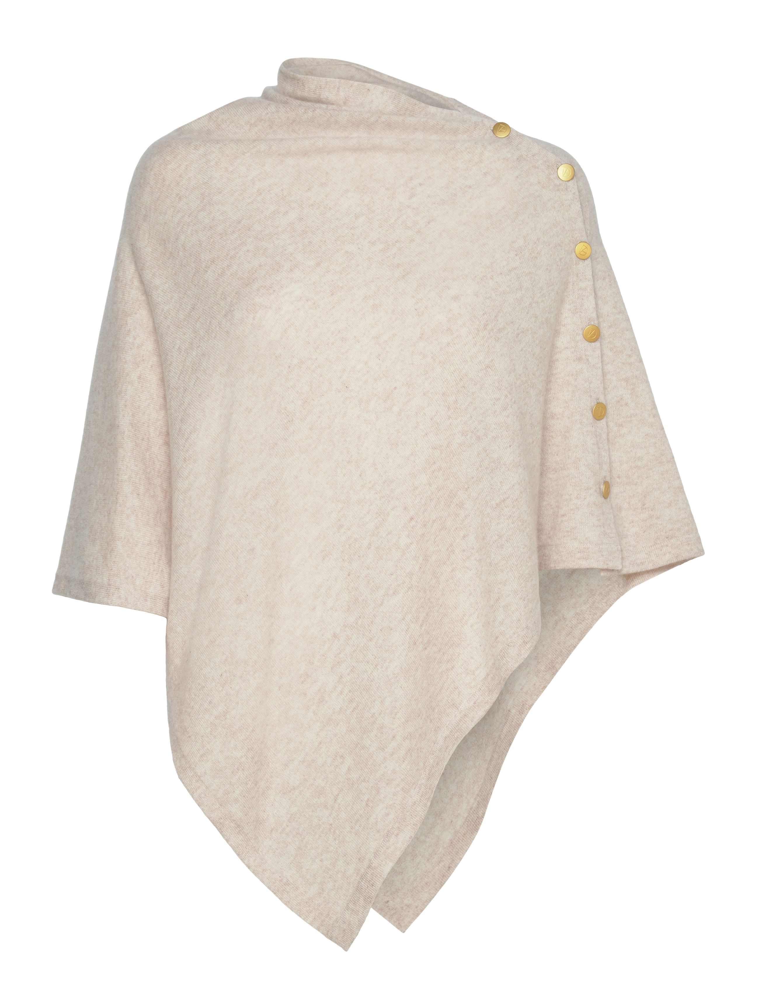 Davida Cashmere Poncho Gold Buttons - Ponchos & Capes - LIGHT BEIGE / beige