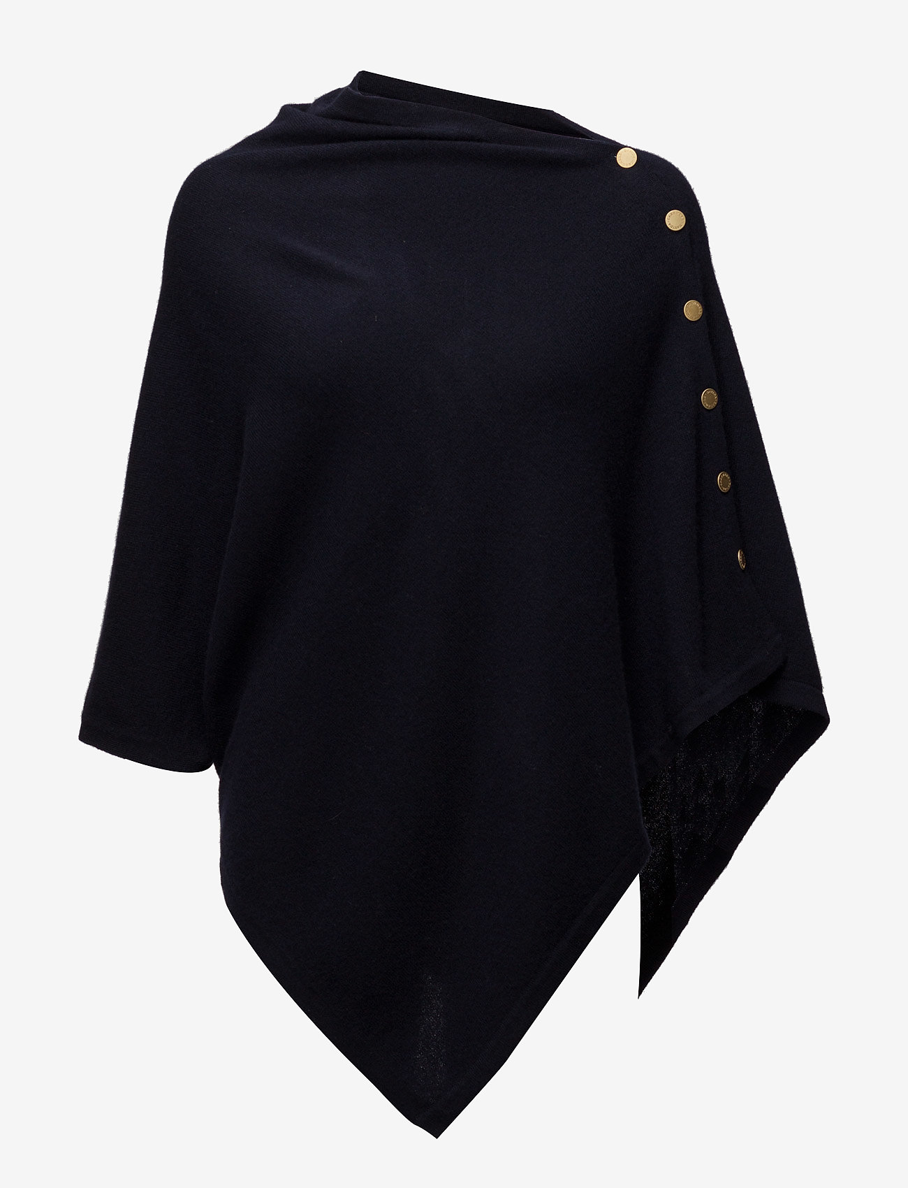 Davida Cashmere - Poncho Gold Buttons - ponchos & capes - navy - 1