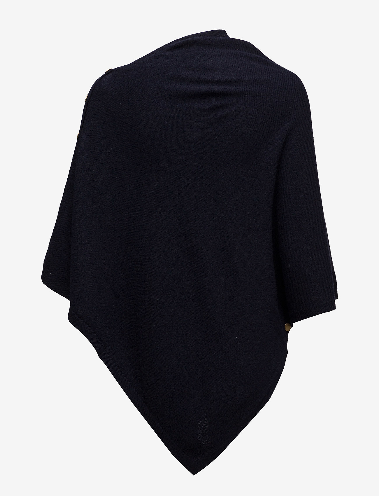 Davida Cashmere - Poncho Gold Buttons - ponchos & capes - navy - 2