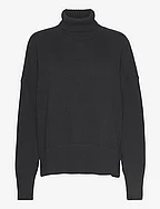 Chunky Roll Neck Sweater - BLACK