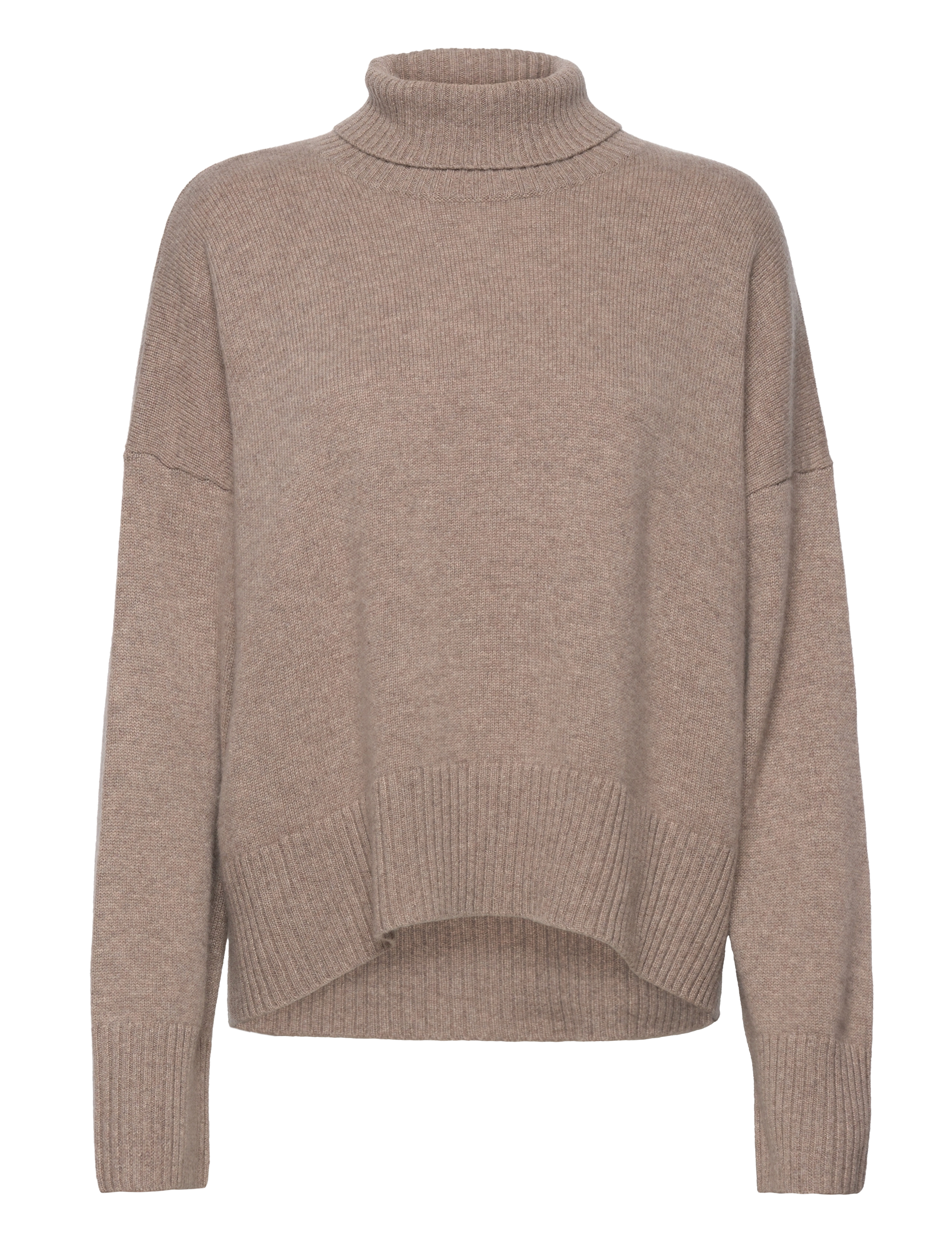 Davida Cashmere Chunky Roll Neck Sweater - Cashmere - MINK / beige