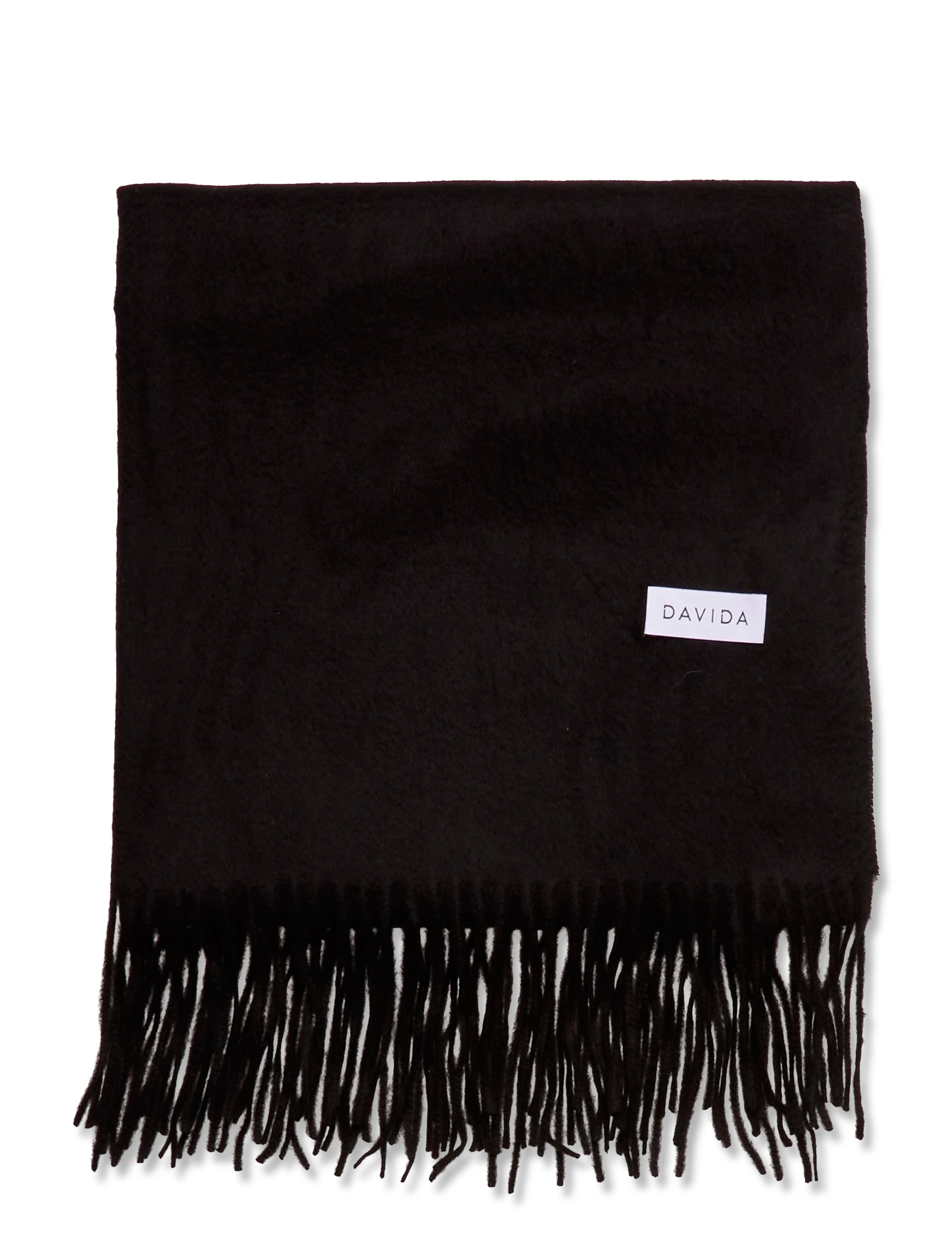 Davida Cashmere - Woven Fringes Scarf - black - 1