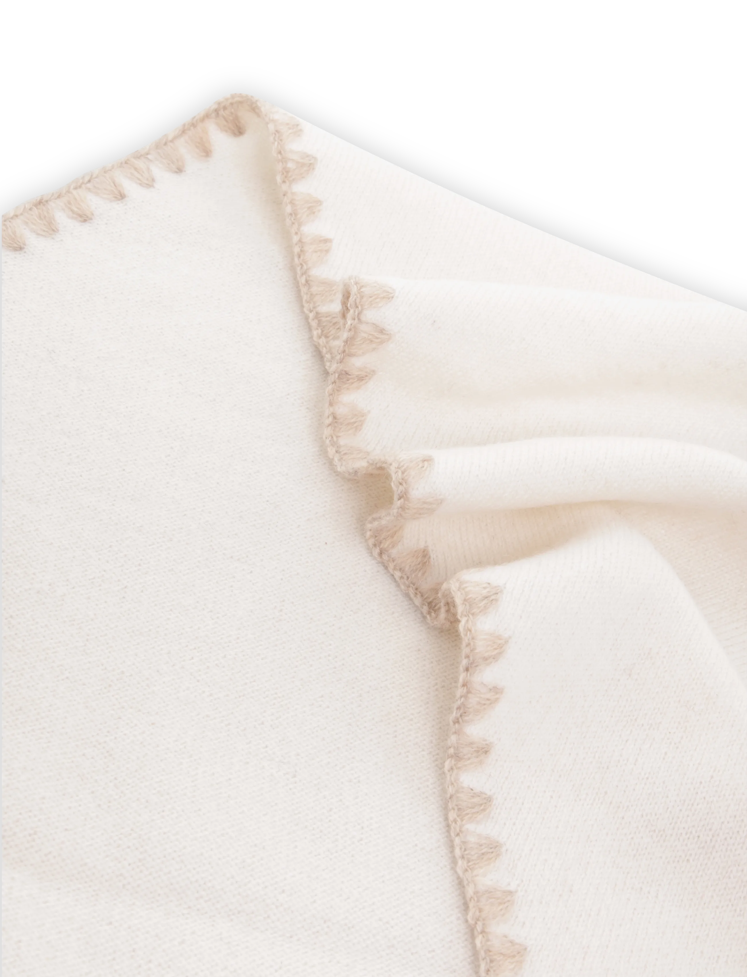 Davida Cashmere - scarf with black edge - white - 2