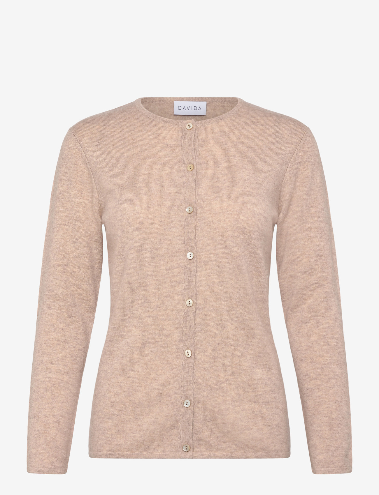 Davida Cashmere - Classic Cardigan, - cardigans - sand - 0
