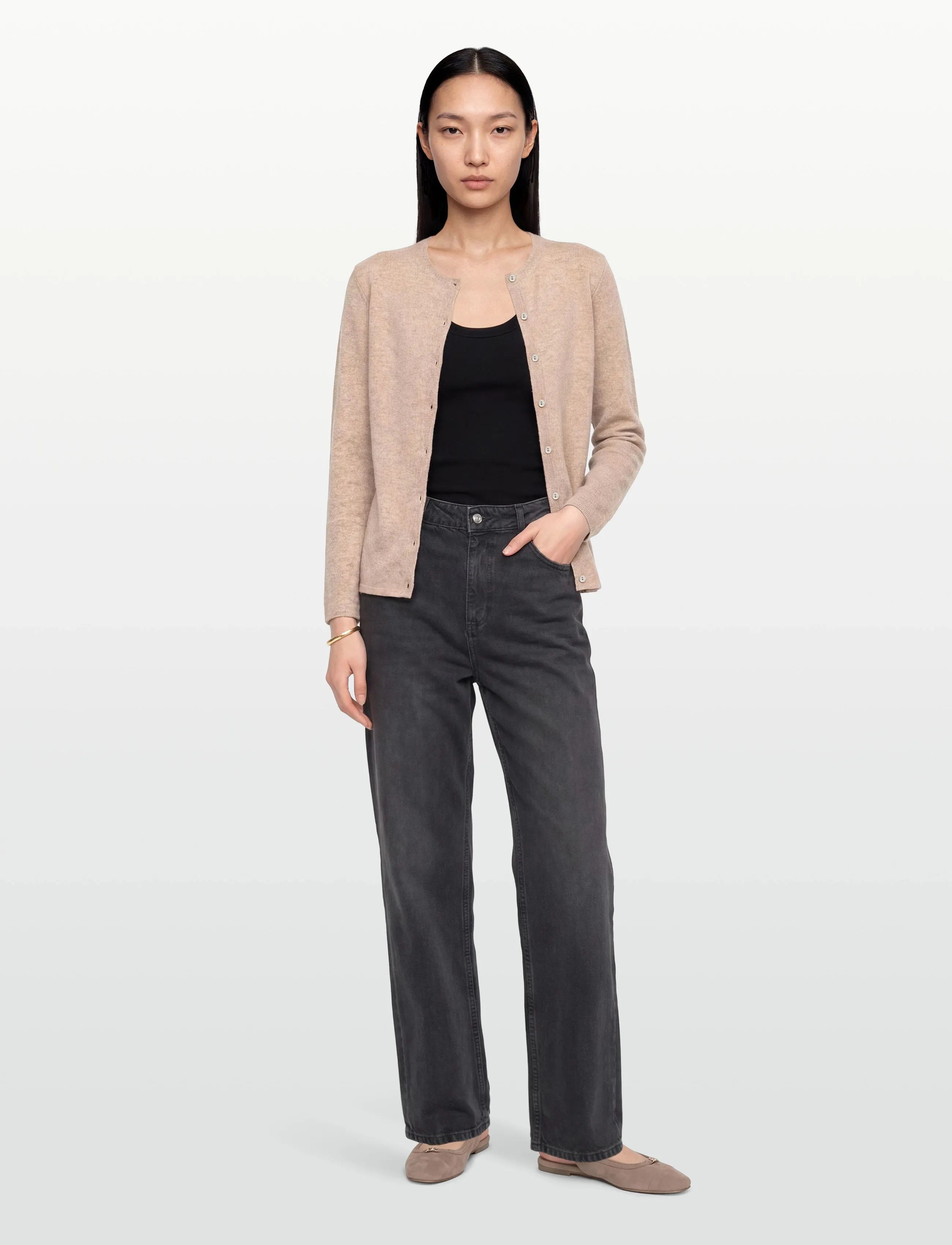 Davida Cashmere Classic Cardigan,, L, Knitwear, Beige - Cardigans, Frauen