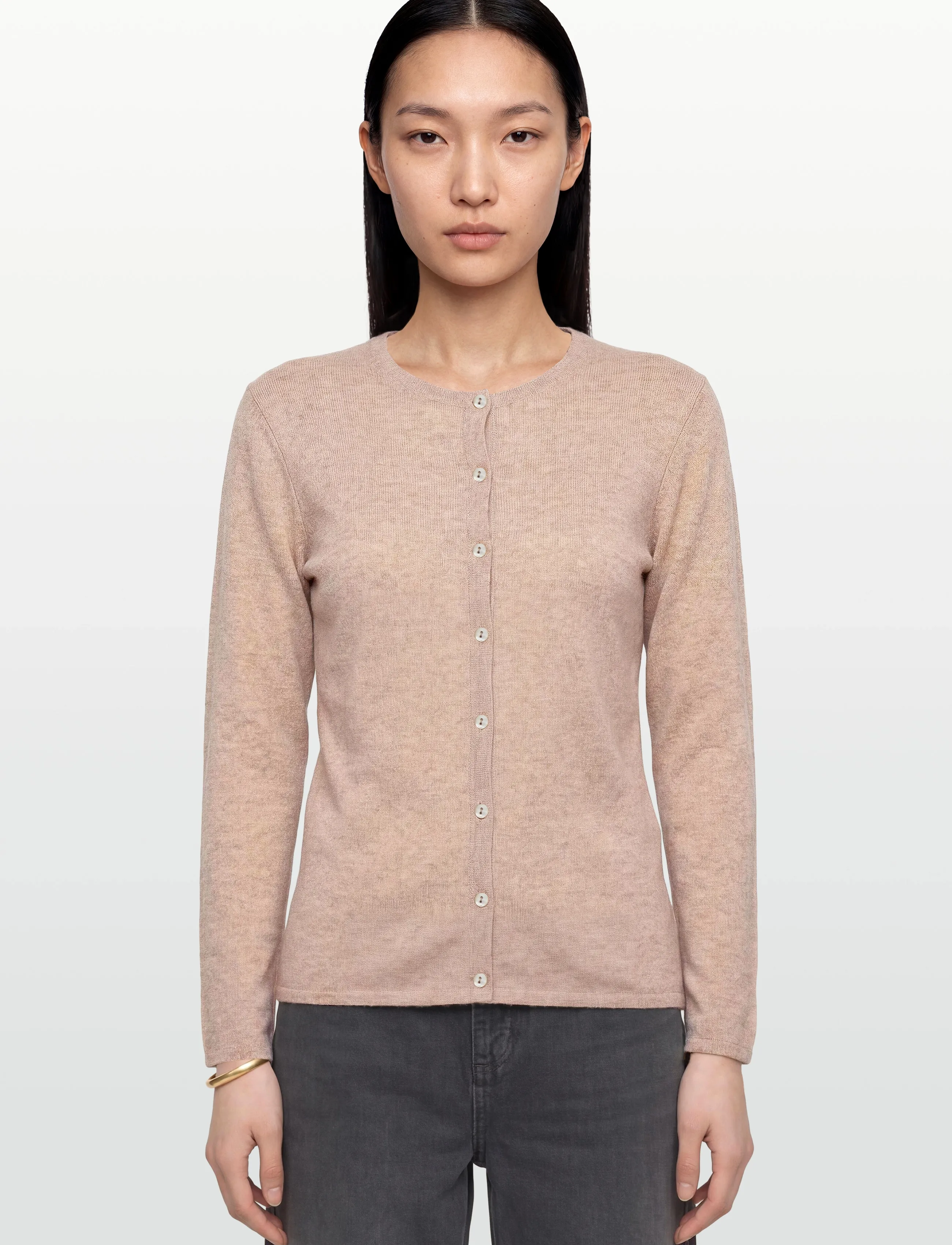 Davida Cashmere - Classic Cardigan, - kashmir - sand - 3