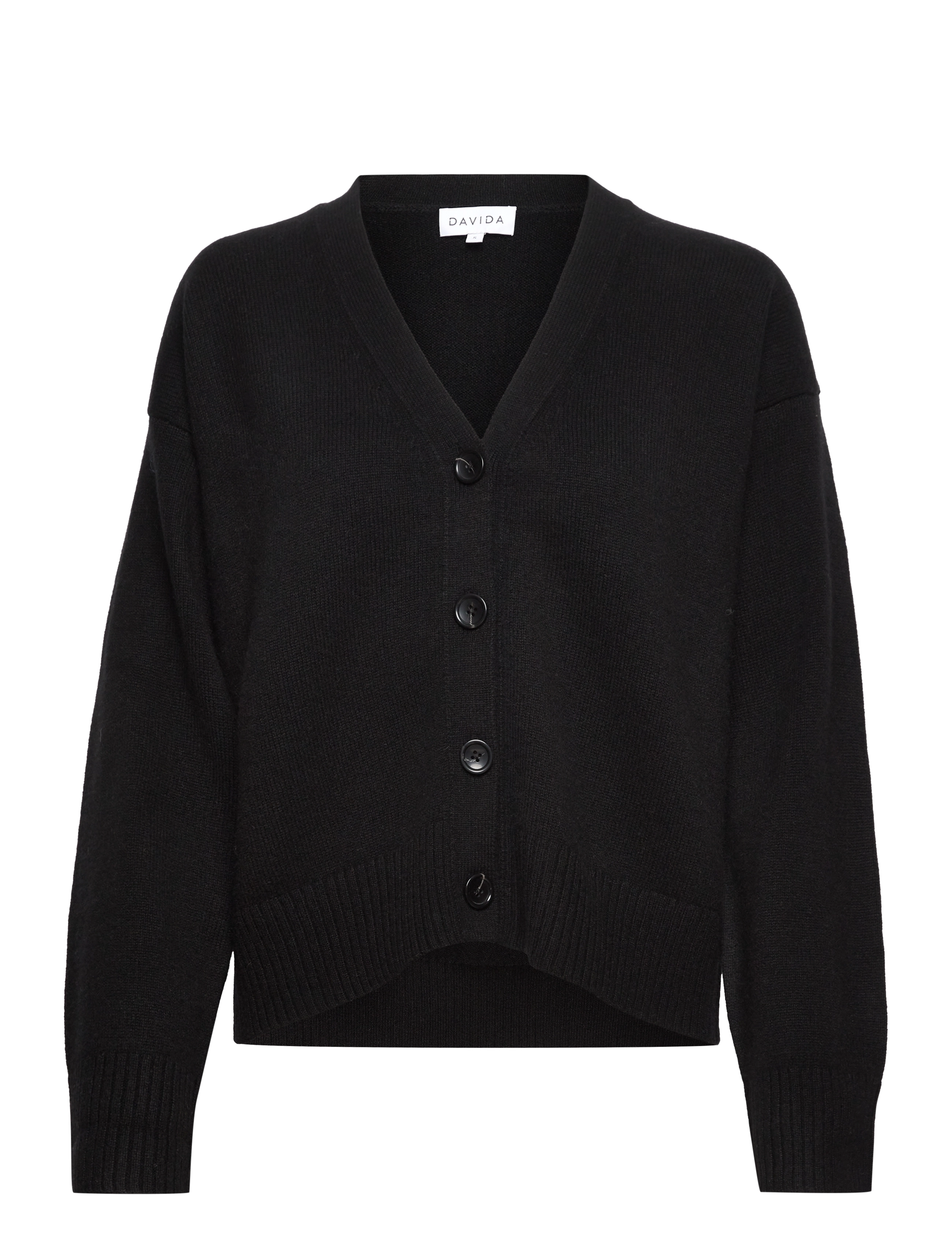 Davida Cashmere V-Neck Wide Cardigan, XL, Knitwear, Schwarz - Cardigans, Frauen