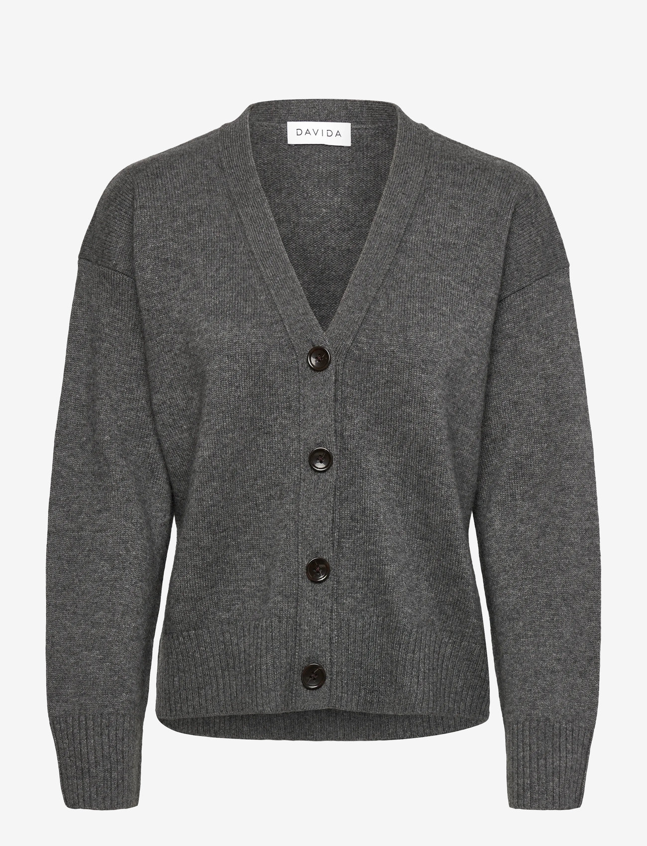 Davida Cashmere - V-neck Wide Cardigan - kashmir - dark grey - 0
