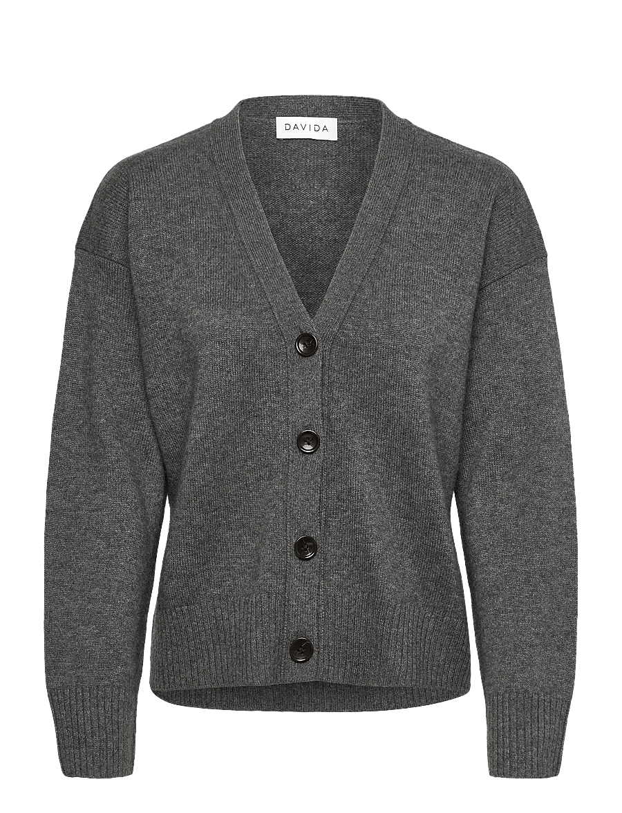 Davida Cashmere - V-neck Wide Cardigan - kašmiir - dark grey - 1