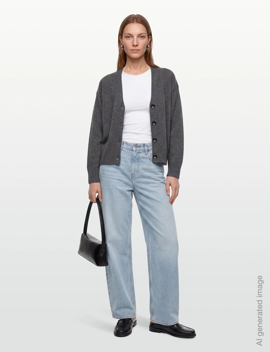 Davida Cashmere - V-neck Wide Cardigan - kašmiir - dark grey - 0