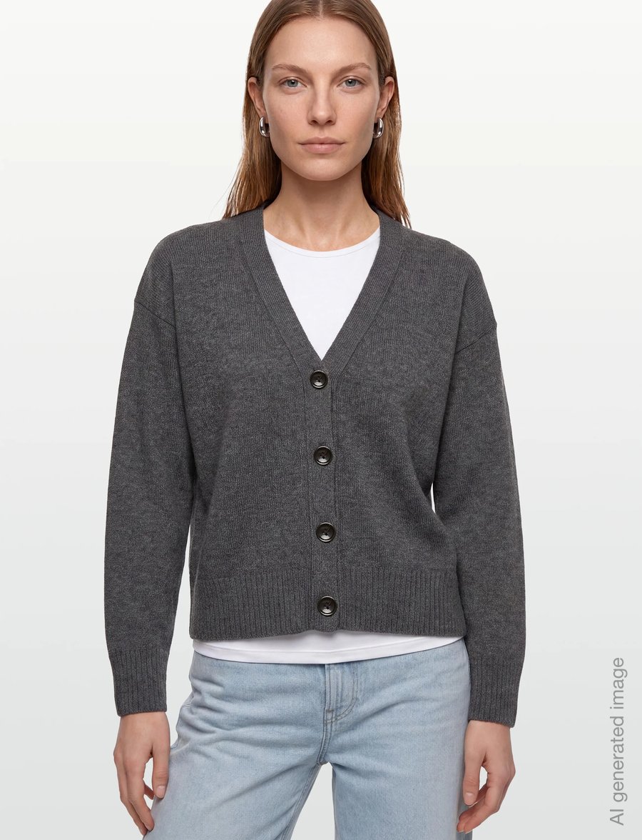 Davida Cashmere - V-neck Wide Cardigan - kašmiir - dark grey - 3