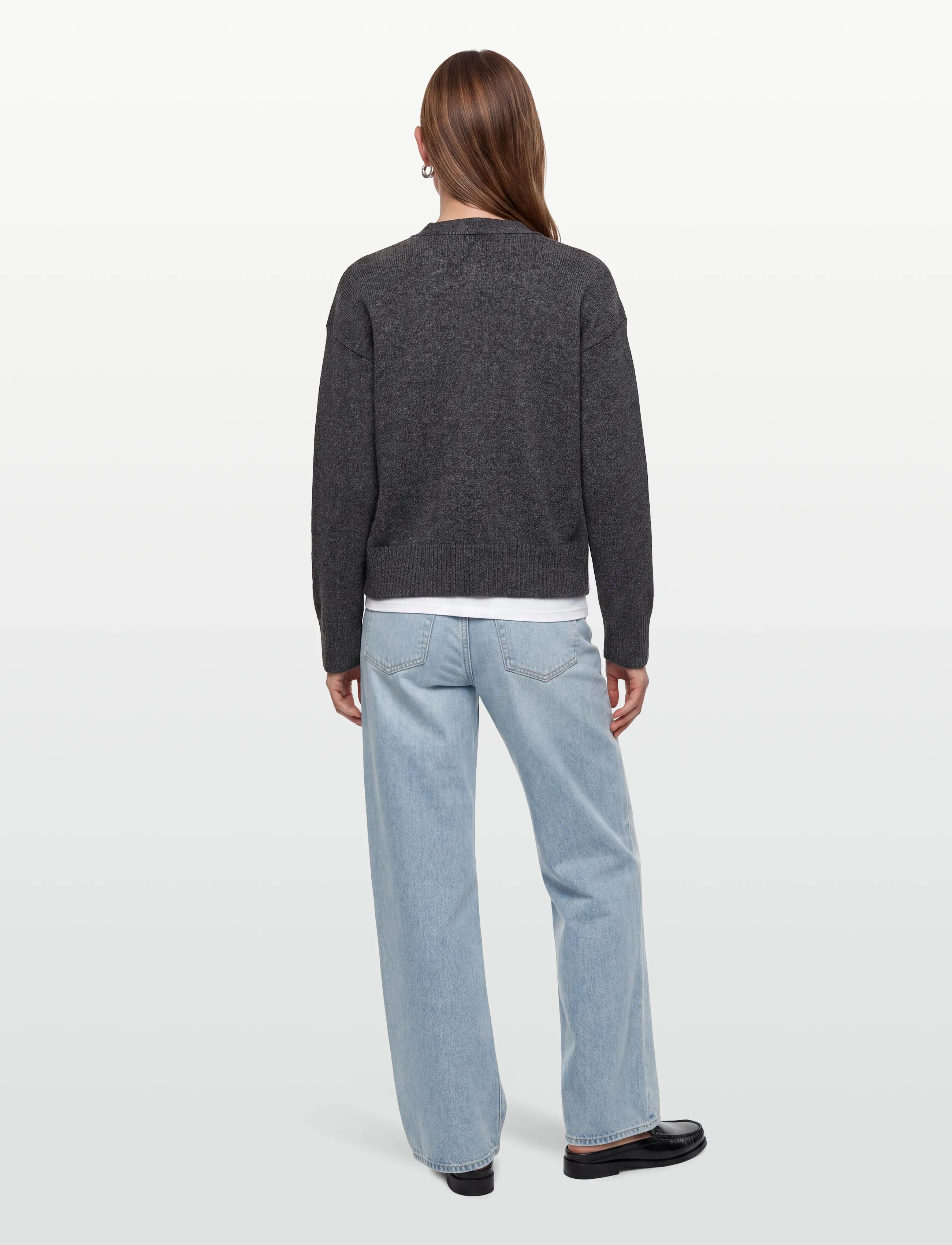 Davida Cashmere - V-neck Wide Cardigan - cardigans - dark grey - 4