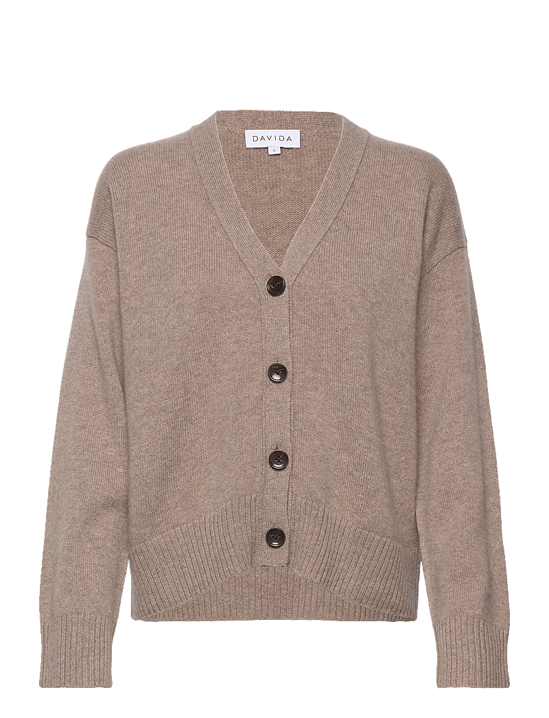 Davida Cashmere - V-neck Wide Cardigan - kashmir - mink - 0