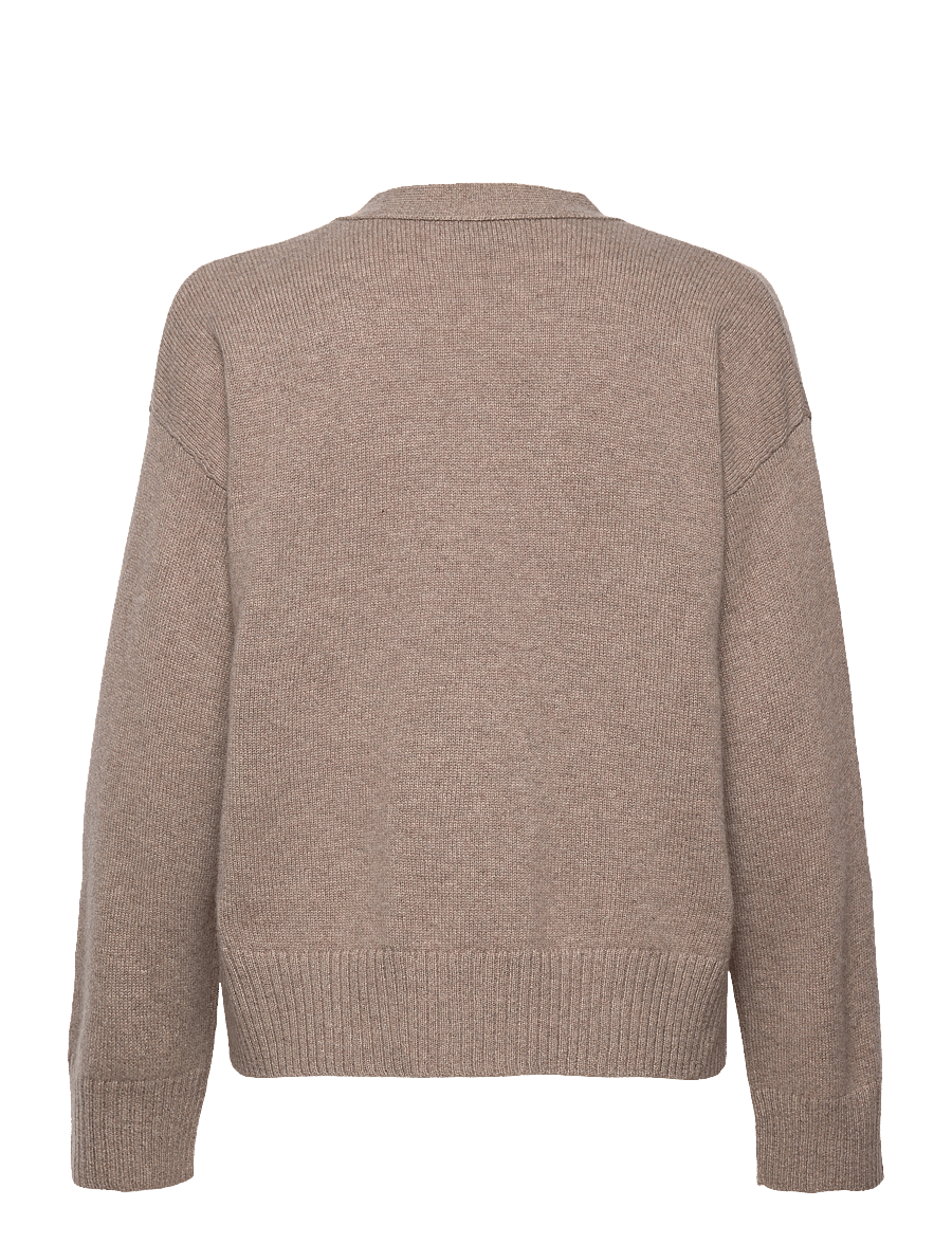 Davida Cashmere - V-neck Wide Cardigan - kašmyras - mink - 1