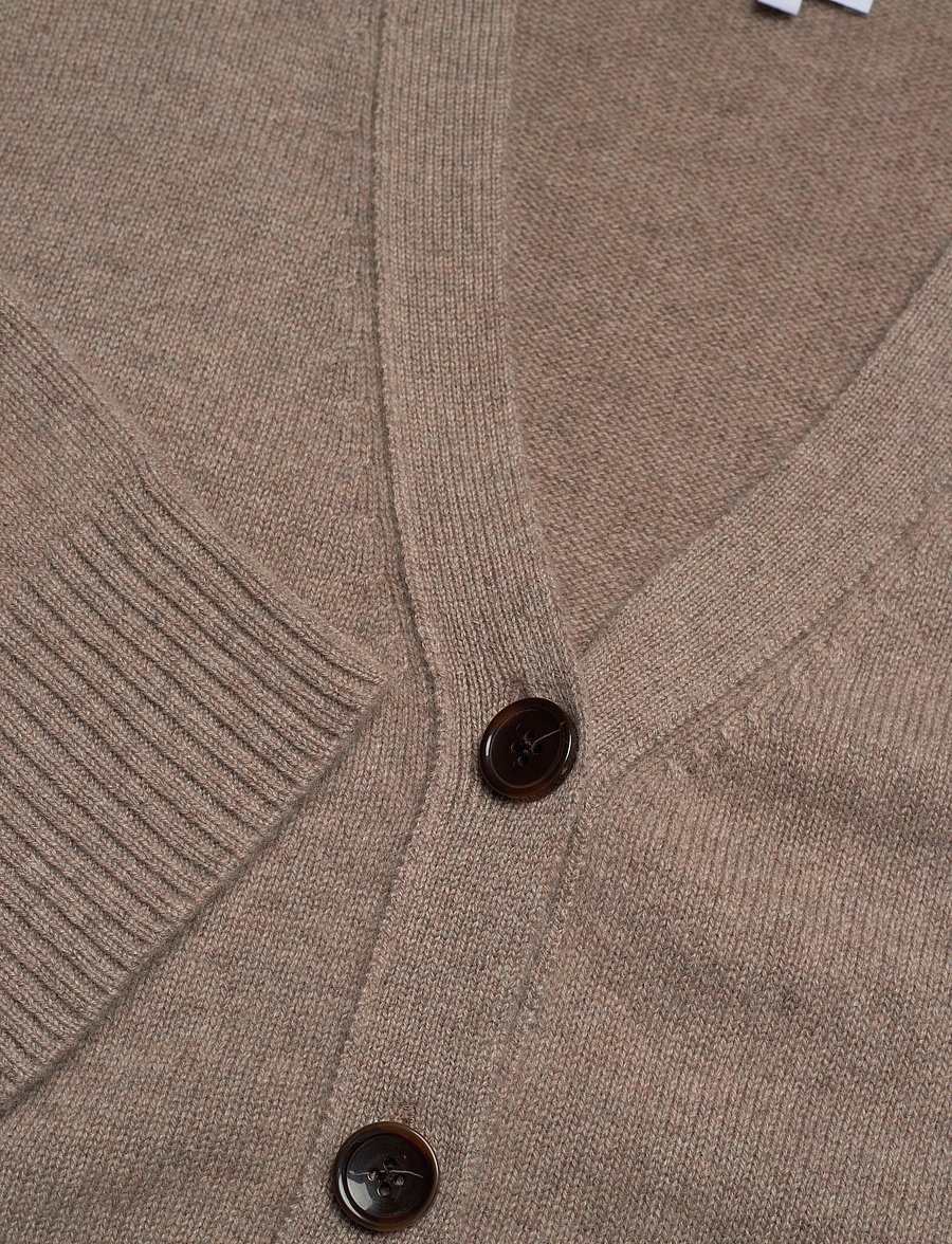 Davida Cashmere - V-neck Wide Cardigan - kašmyras - mink - 2