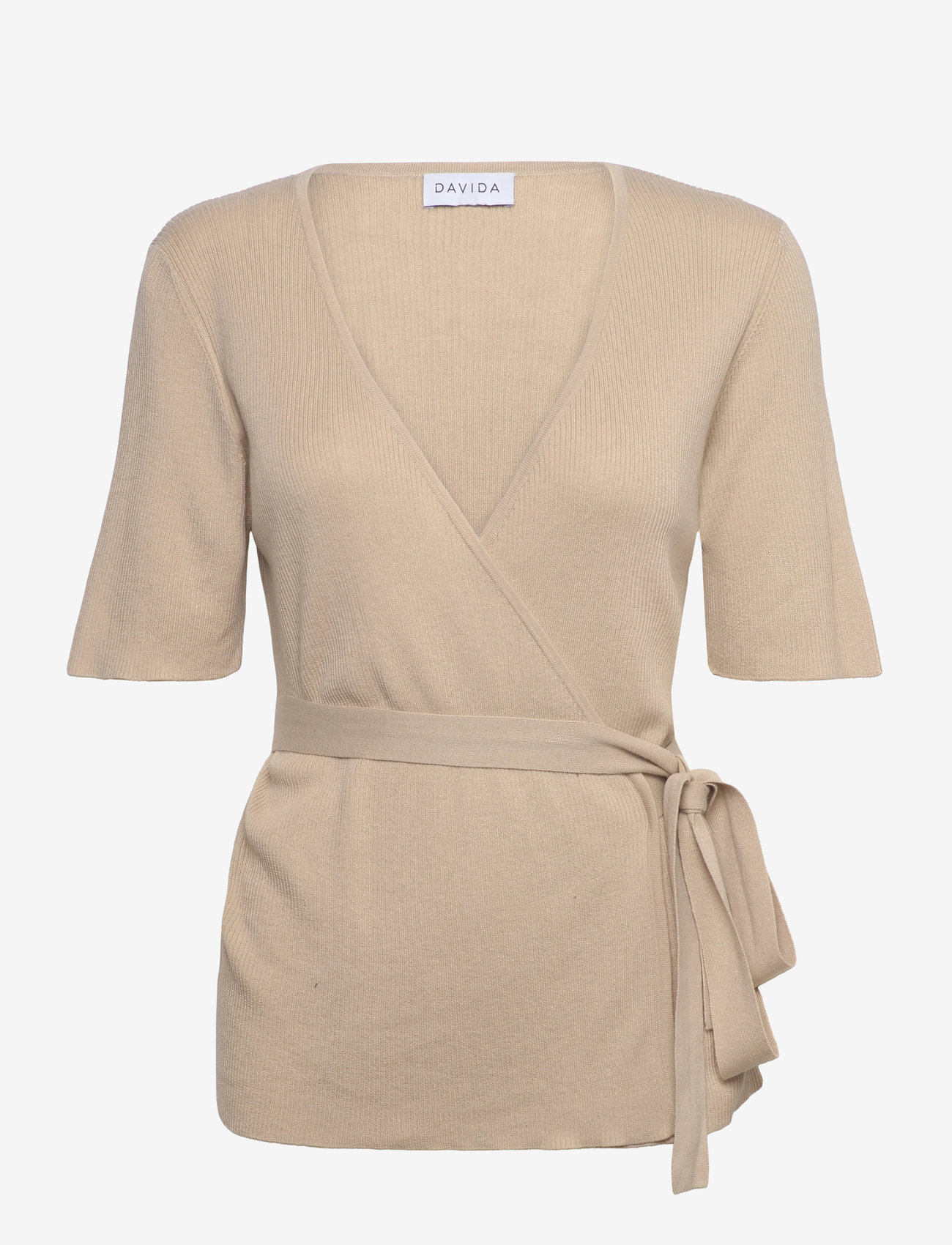Davida Cashmere - Fine Knit Wrap Top - sand stone - 0