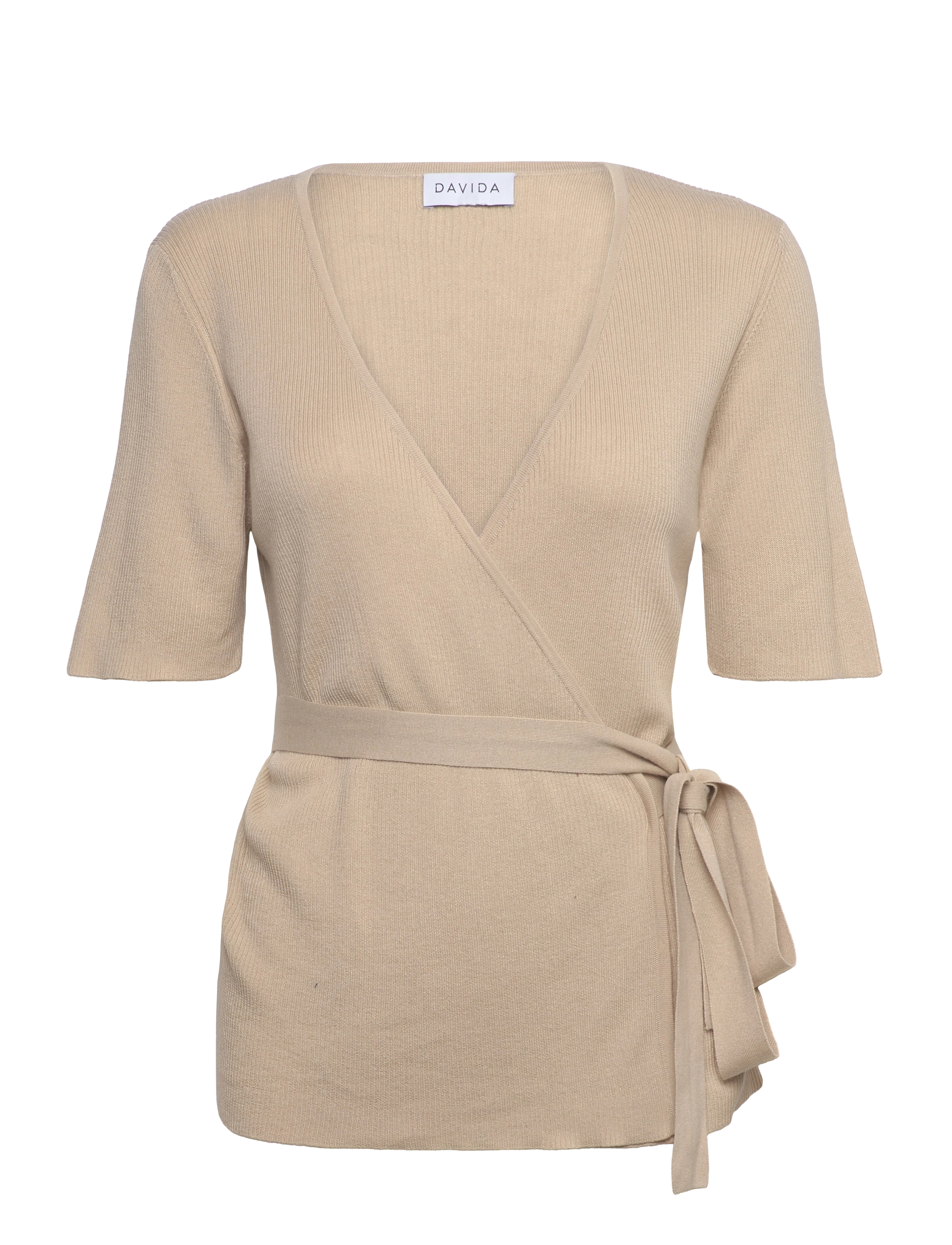 Fine Knit Wrap Top - SAND STONE