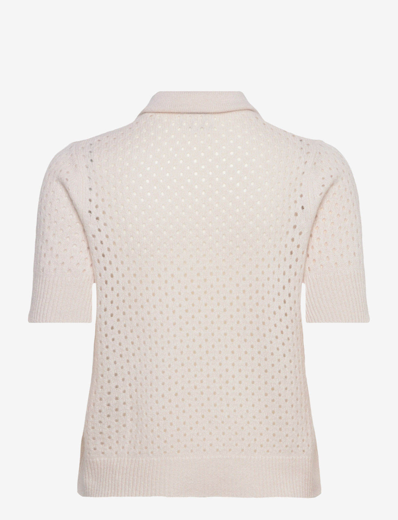 Davida Cashmere - Mesh Knitted Short Sleeve Cardigan - cashmere - white - 1