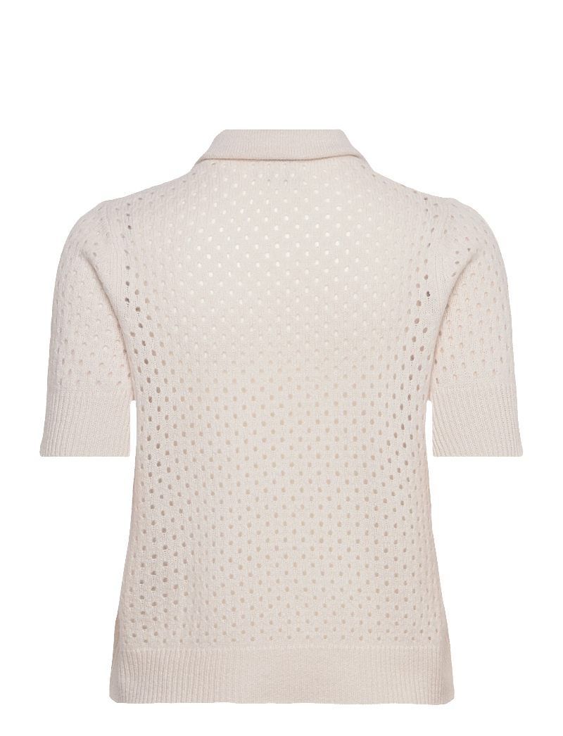 Davida Cashmere - Mesh Knitted Short Sleeve Cardigan - cashmere - white - 1