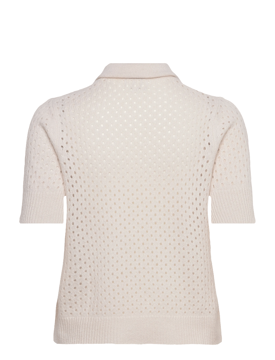 Davida Cashmere - Mesh Knitted Short Sleeve Cardigan - kashmir - white - 2