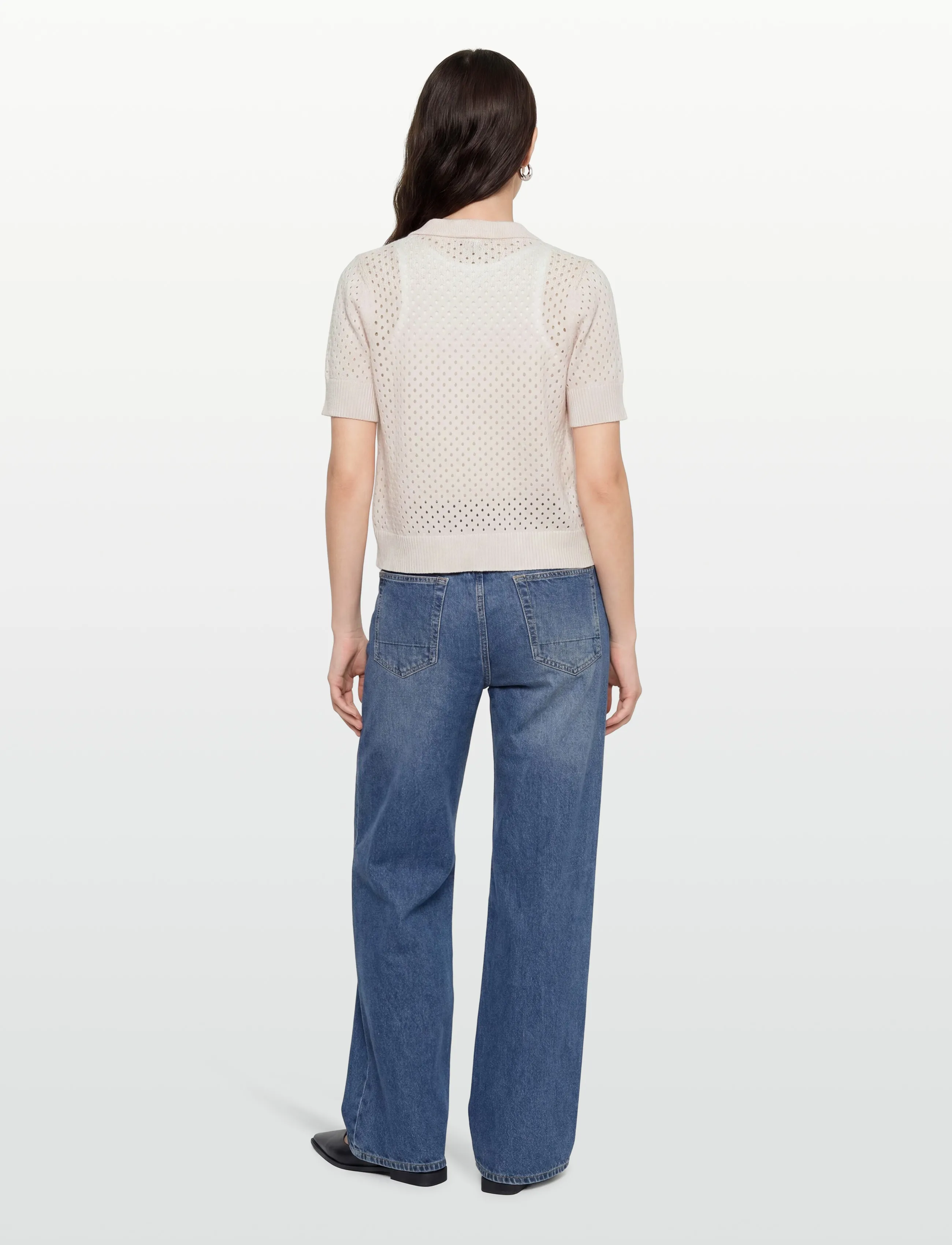 Davida Cashmere - Mesh Knitted Short Sleeve Cardigan - kashmir - white - 4