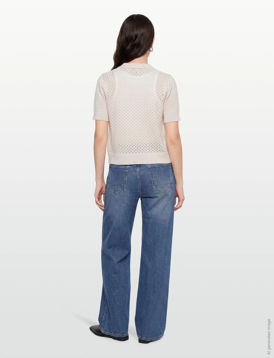 Davida Cashmere - Mesh Knitted Short Sleeve Cardigan - kashmir - white - 4