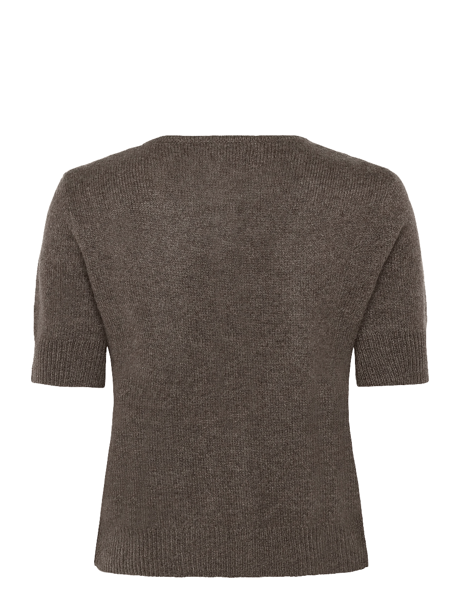 Davida Cashmere - short sleeve boxy cardigan - kashmir - cacao - 1