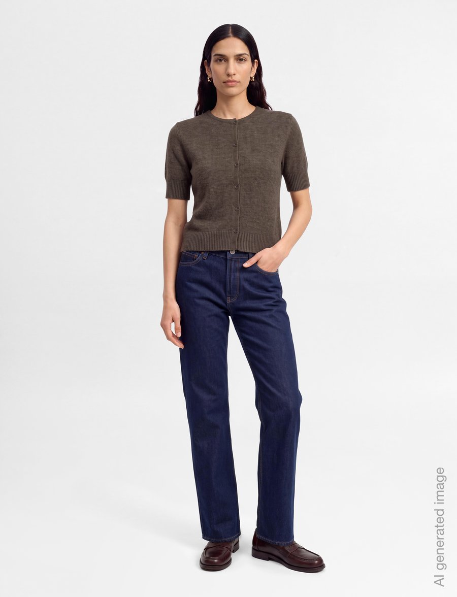 Davida Cashmere - short sleeve boxy cardigan - kaschmir - cacao - 0