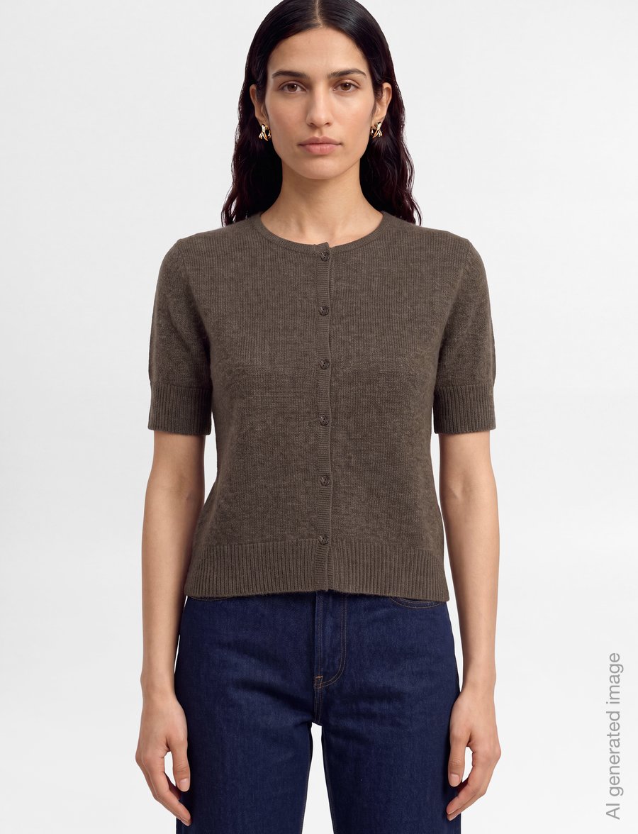 Davida Cashmere - short sleeve boxy cardigan - kaschmir - cacao - 3
