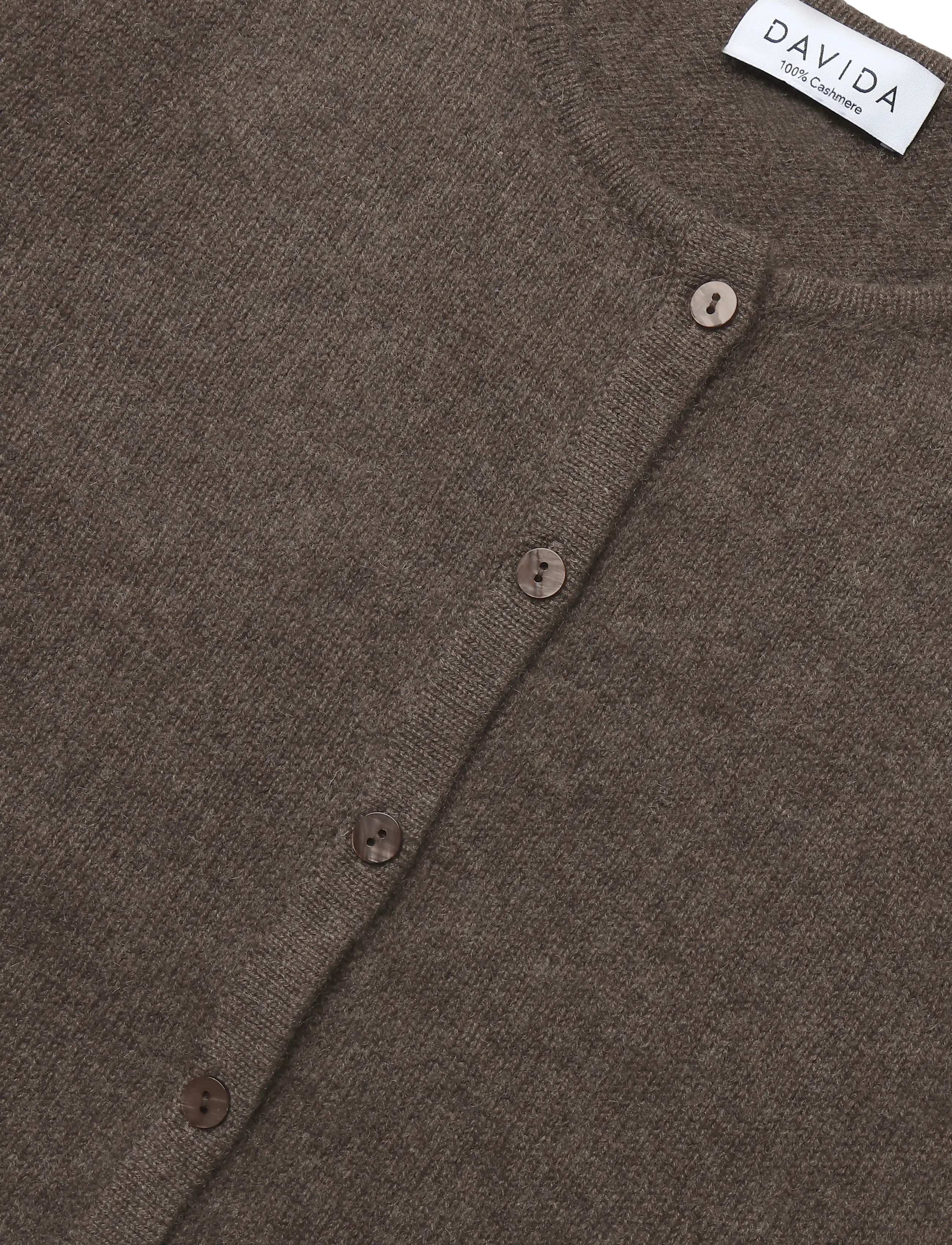 Davida Cashmere - short sleeve boxy cardigan - kashmir - cacao - 2