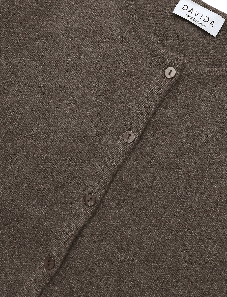 Davida Cashmere - short sleeve boxy cardigan - kashmir - cacao - 2