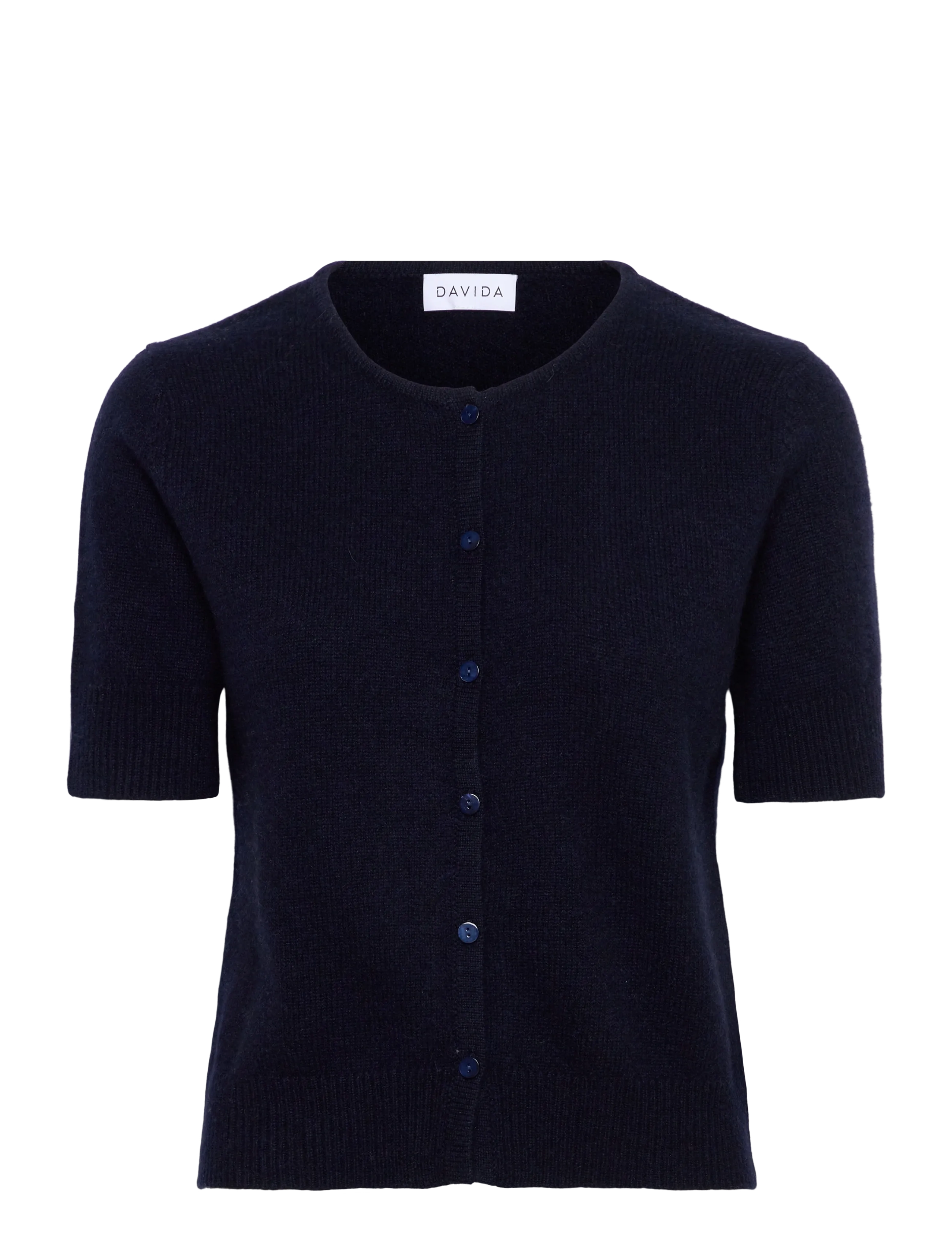 Davida Cashmere Short Sleeve Boxy Cardigan - Transitional Layering - NAVY / navy