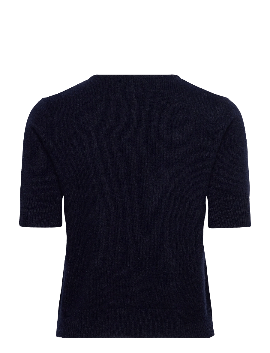 Davida Cashmere - short sleeve boxy cardigan - cashmere - navy - 2