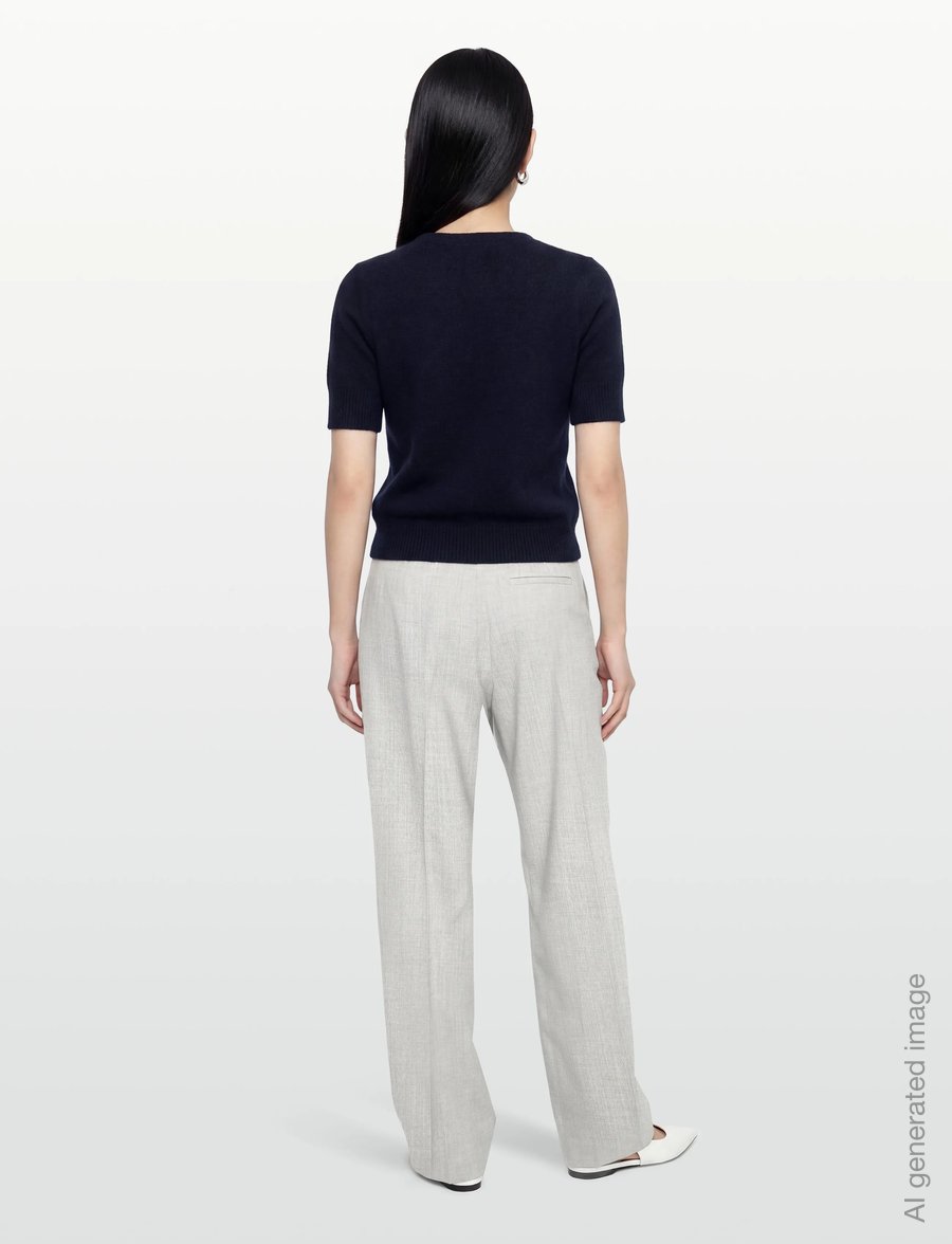 Davida Cashmere - short sleeve boxy cardigan - cashmere - navy - 4