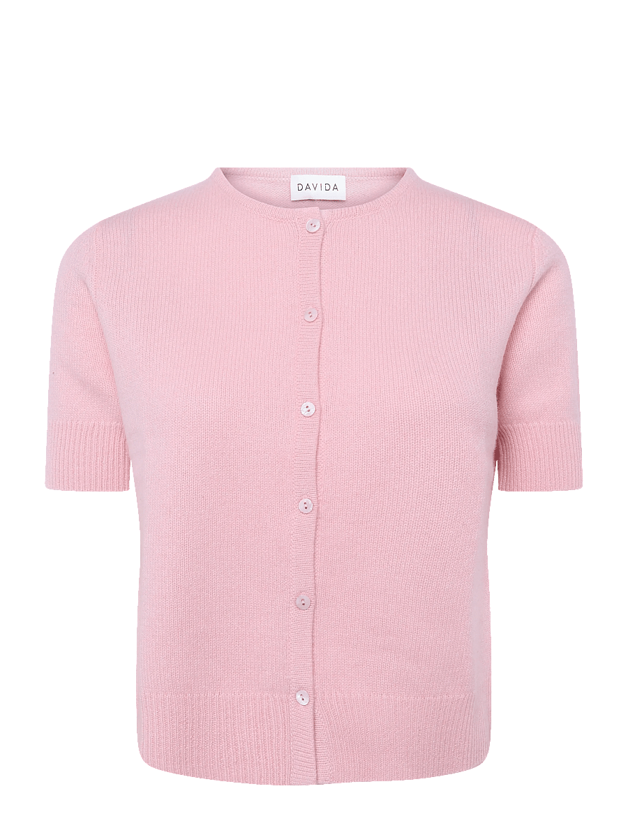 Davida Cashmere - short sleeve boxy cardigan - kaschmir - pink - 0
