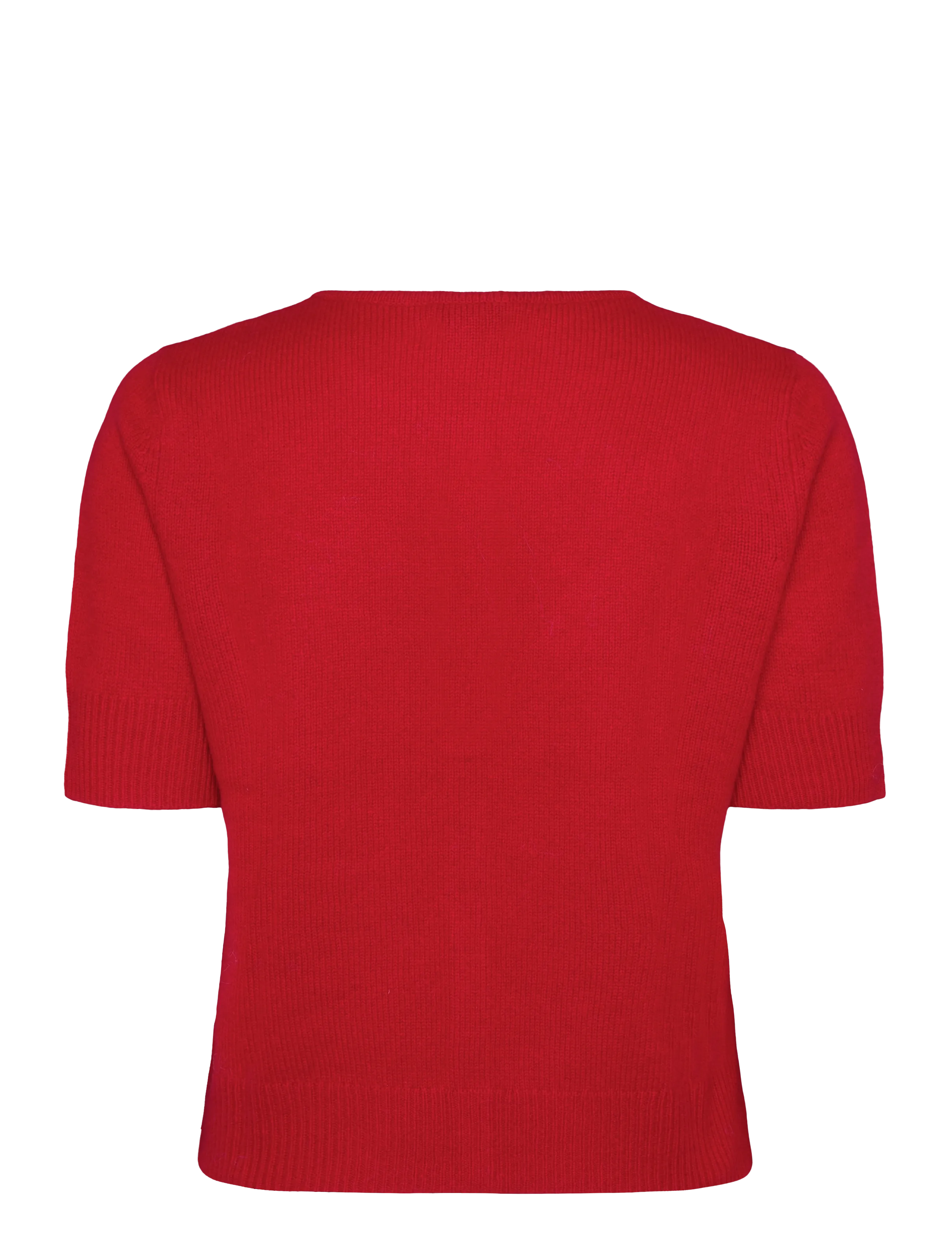Davida Cashmere - short sleeve boxy cardigan - cashmere - red - 1