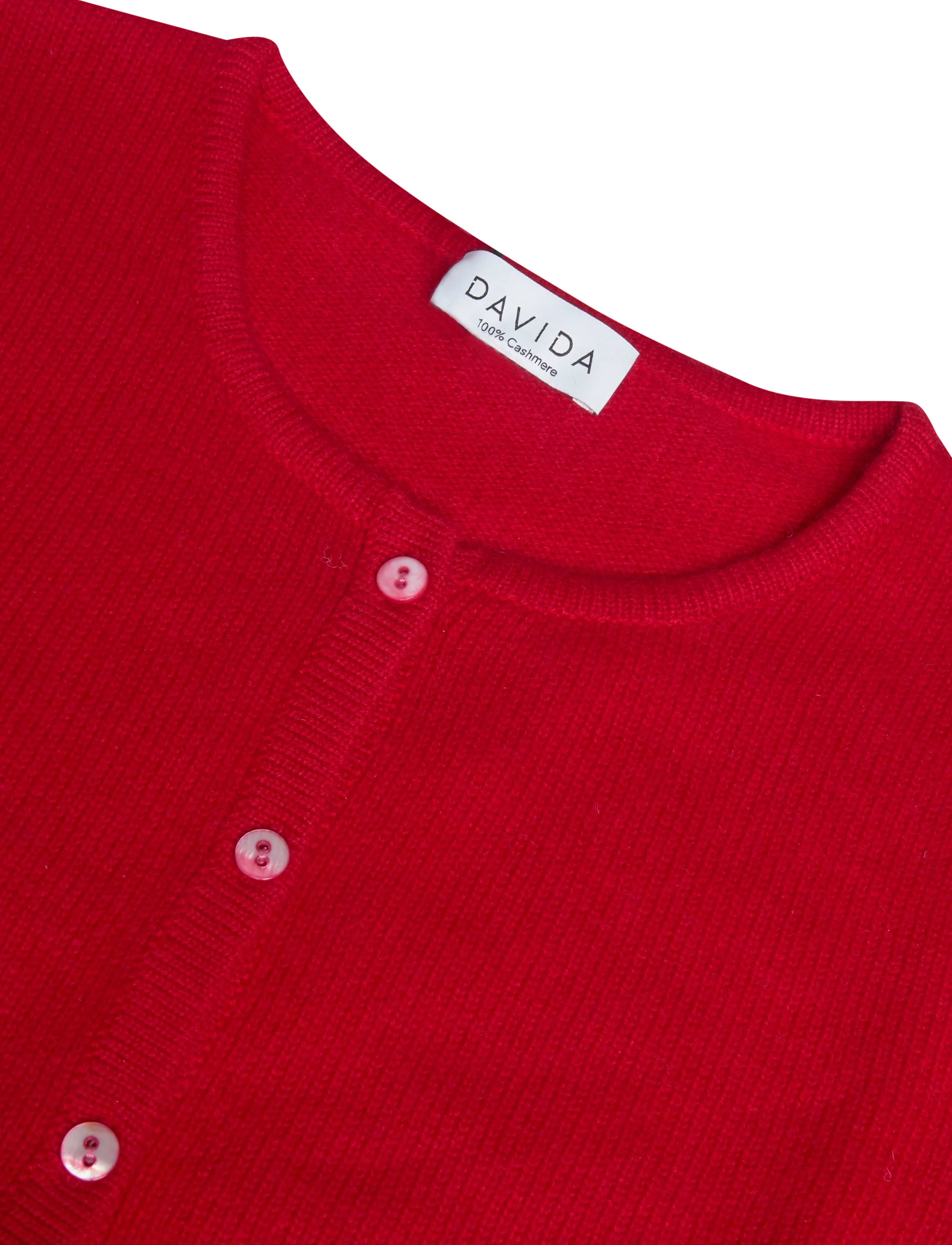 Davida Cashmere - short sleeve boxy cardigan - cashmere - red - 2