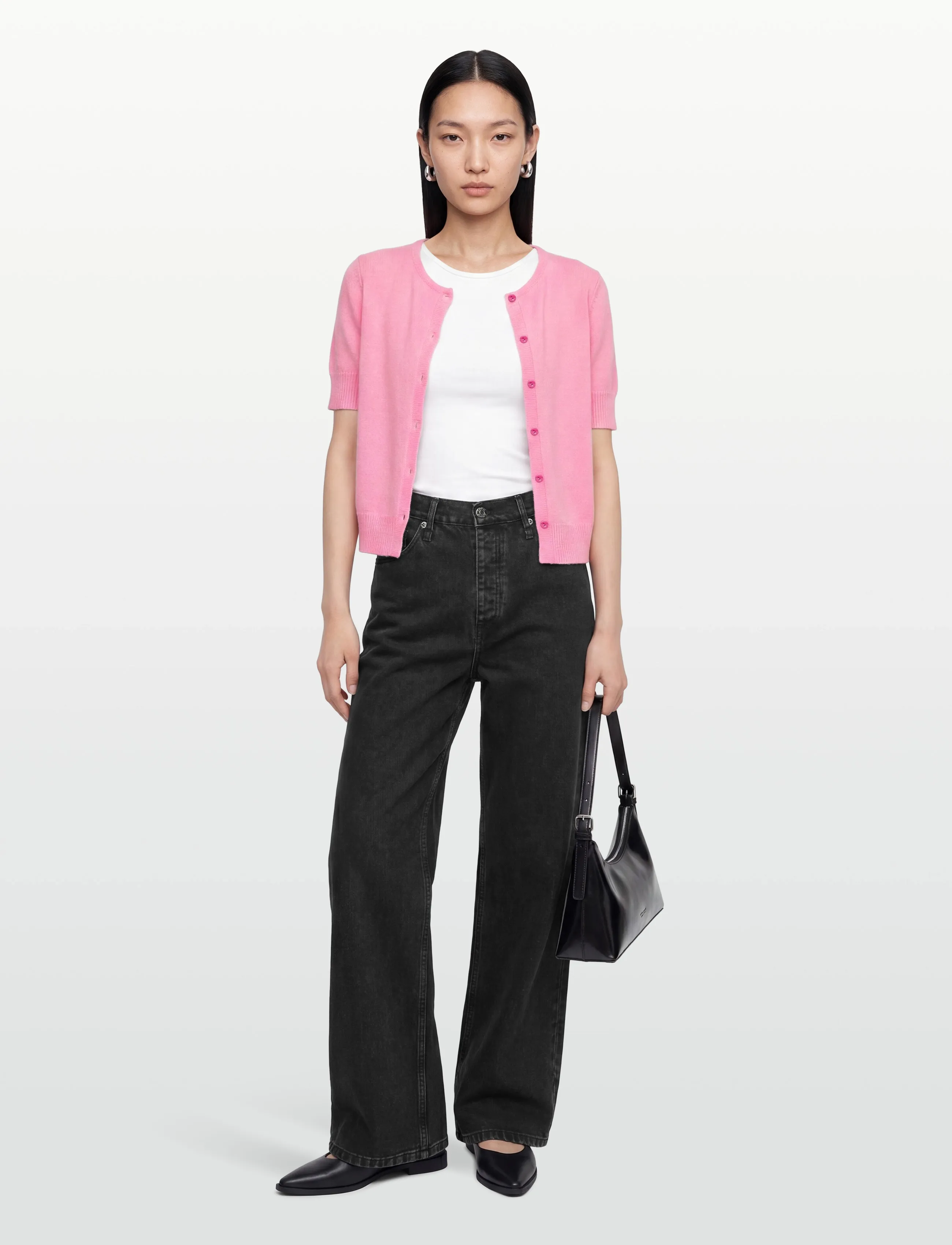 Davida Cashmere Short Sleeve Boxy Cardigan, XL, Pink, Strik > Cardigans, Dame