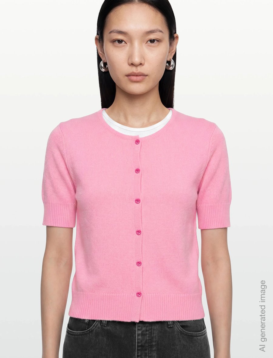 Davida Cashmere - short sleeve boxy cardigan - kaschmir - strong pink - 3