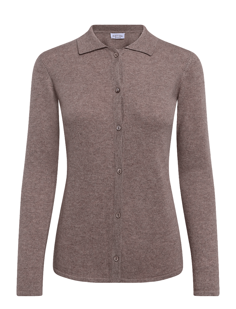 Davida Cashmere - classic collar cardigan - cardigans - mink - 0